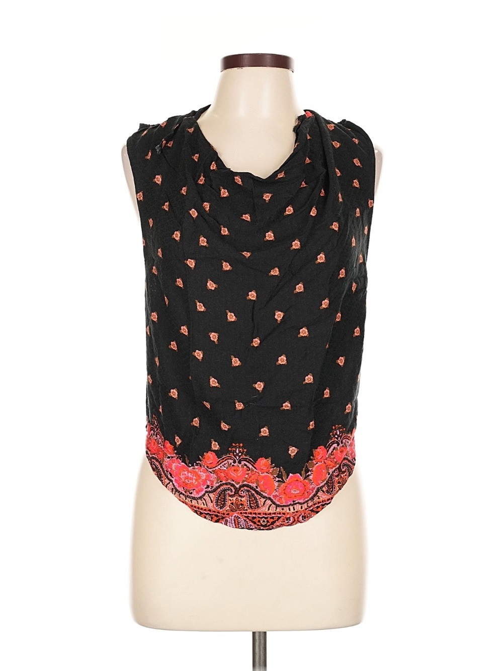 Free People Black Cowl Neck Sleeveless bandana tankTop with open back